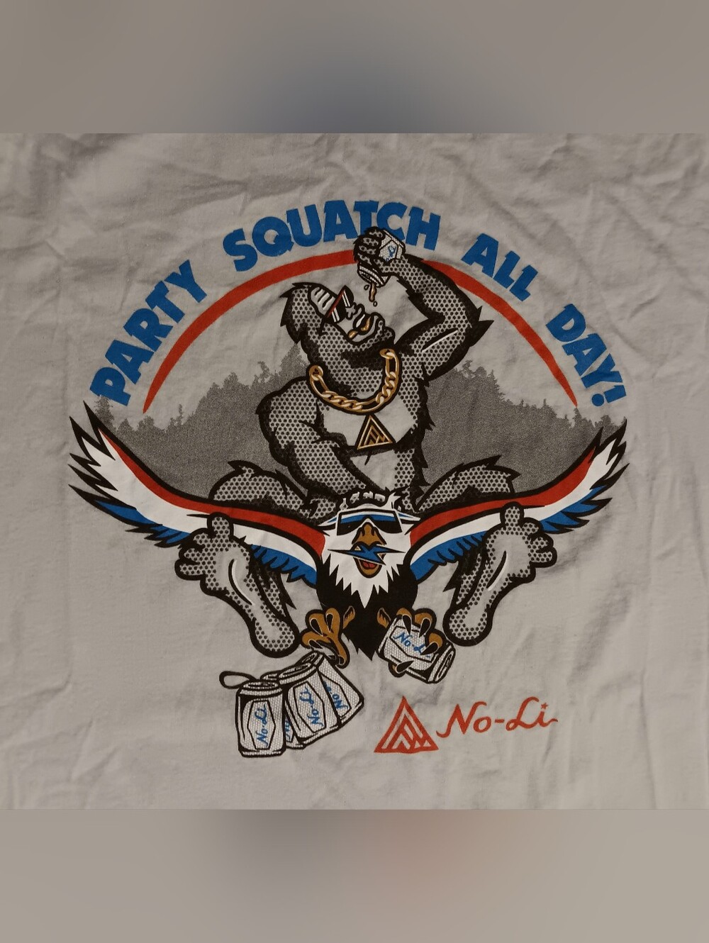 Party Sasquatch USA t-shirt 250th Anniversary American Bald Eagle No-Li Beer